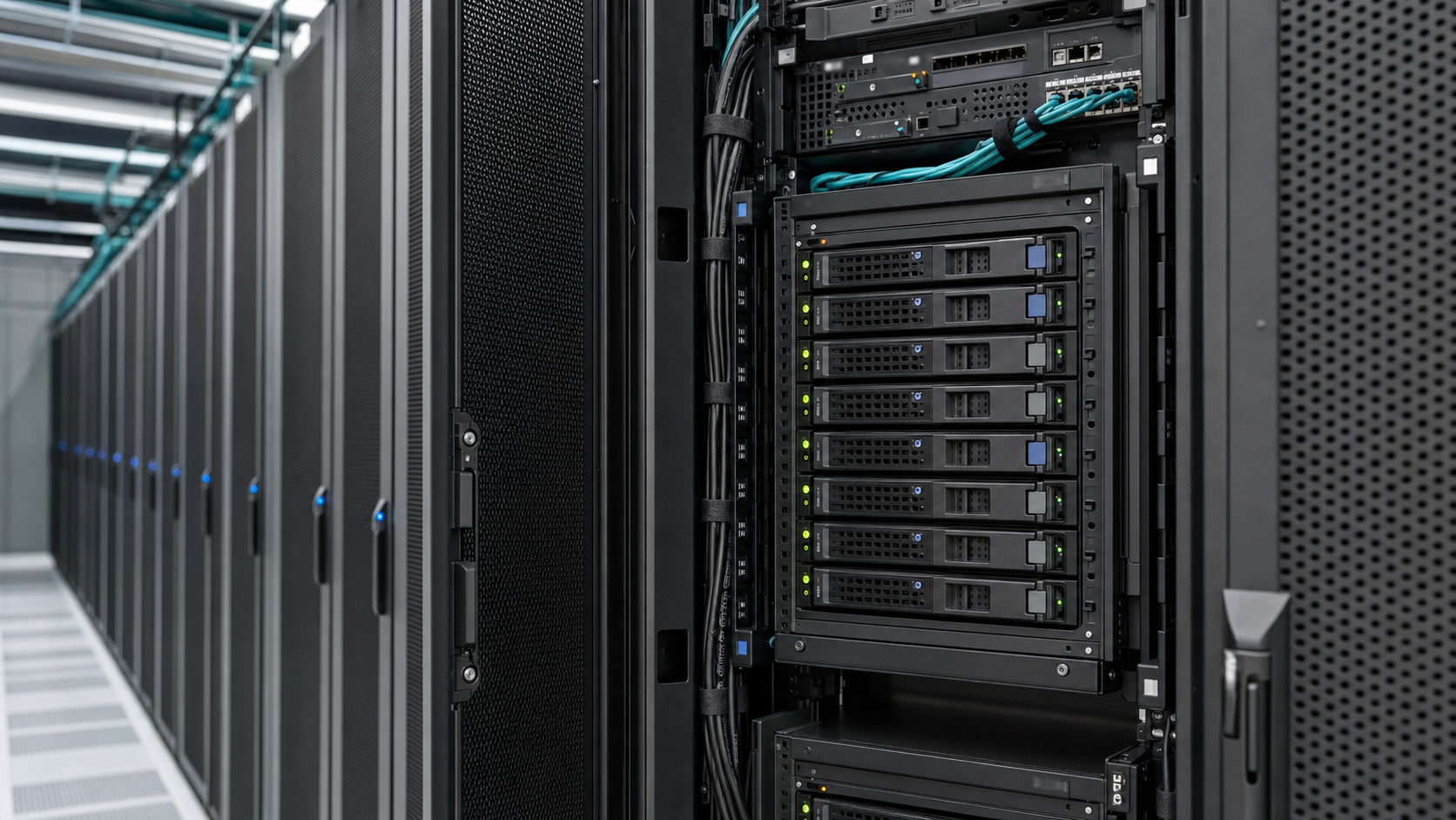 Data center server rack with enterprise HDDs in 512e and 4Kn formats